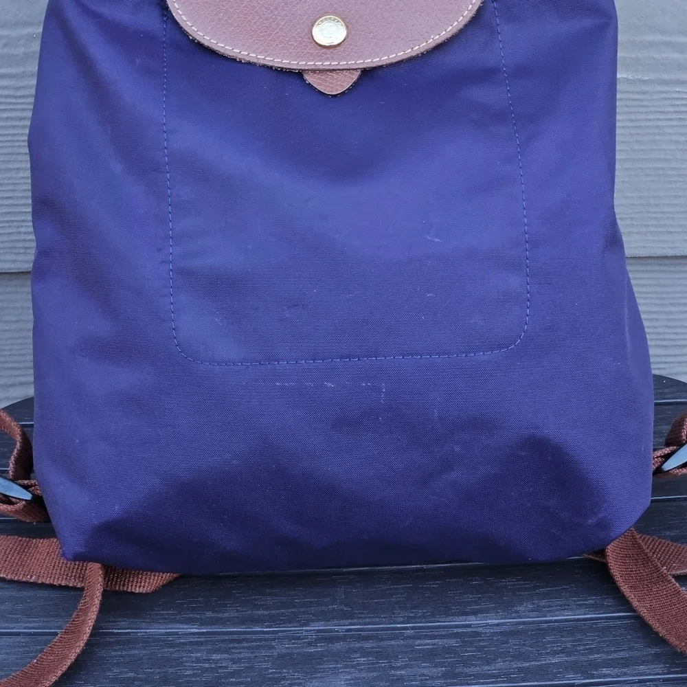 Longchamp Le Pliage Nylon Foldable Original Backpack Purple Brown 1011667